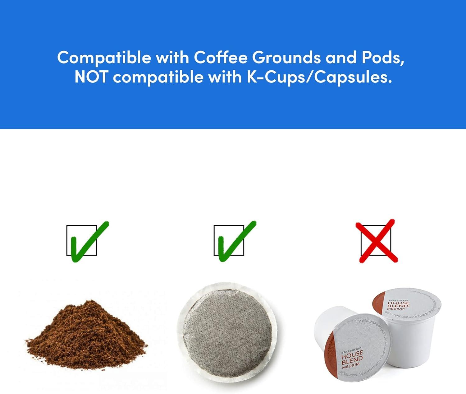 imageElite Gourmet EHC111A Personal SingleServe Compact Coffee Maker Brewer Includes 14Oz Stainless Steel Interior Thermal Travel Mug Compatible with Coffee Grounds Reusable Filter BlackBlackStainless Steel