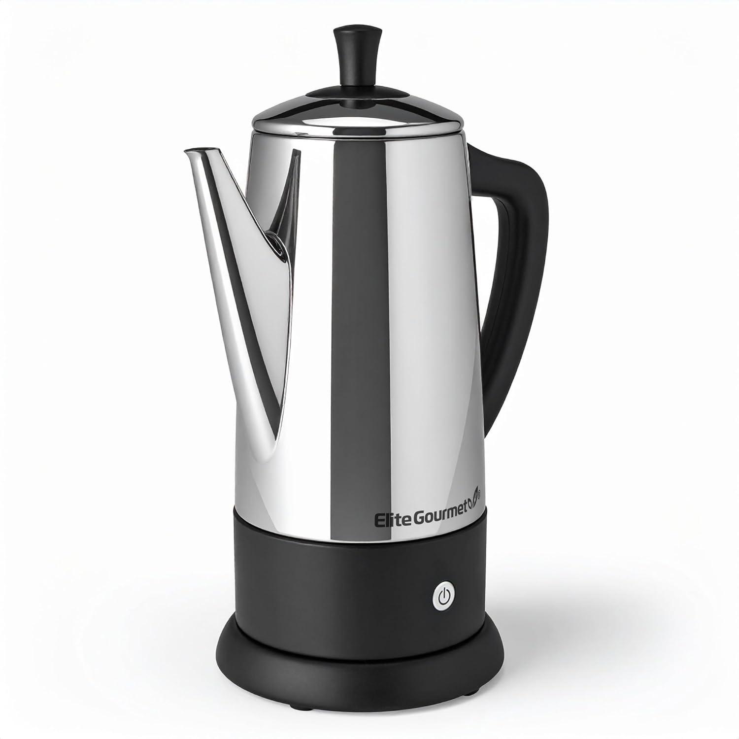 imageElite Gourmet EHC111A Personal SingleServe Compact Coffee Maker Brewer Includes 14Oz Stainless Steel Interior Thermal Travel Mug Compatible with Coffee Grounds Reusable Filter BlackBlack