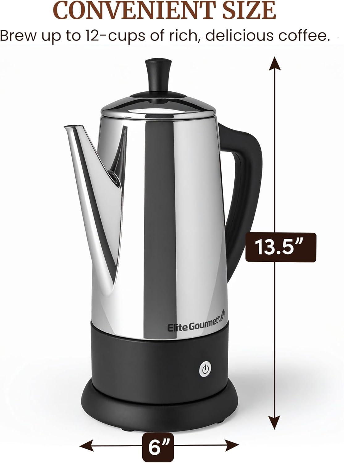 imageElite Gourmet EHC111A Personal SingleServe Compact Coffee Maker Brewer Includes 14Oz Stainless Steel Interior Thermal Travel Mug Compatible with Coffee Grounds Reusable Filter BlackBlack