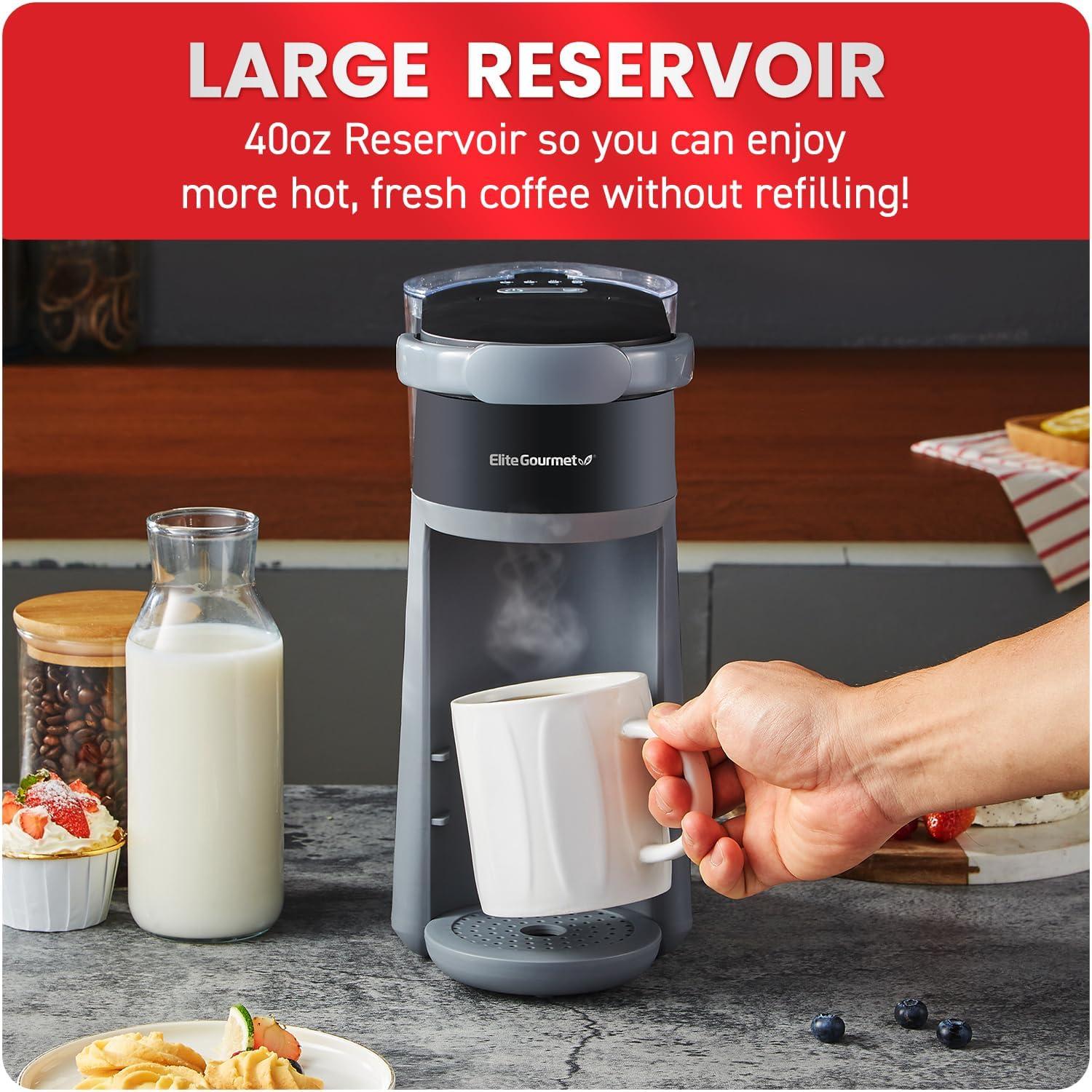 imageElite Gourmet EHC5055 Automatic Brew ampamp Drip Coffee Maker with Pause N Serve Reusable Filter OnOff Switch Water Level Indicator BlackBlack