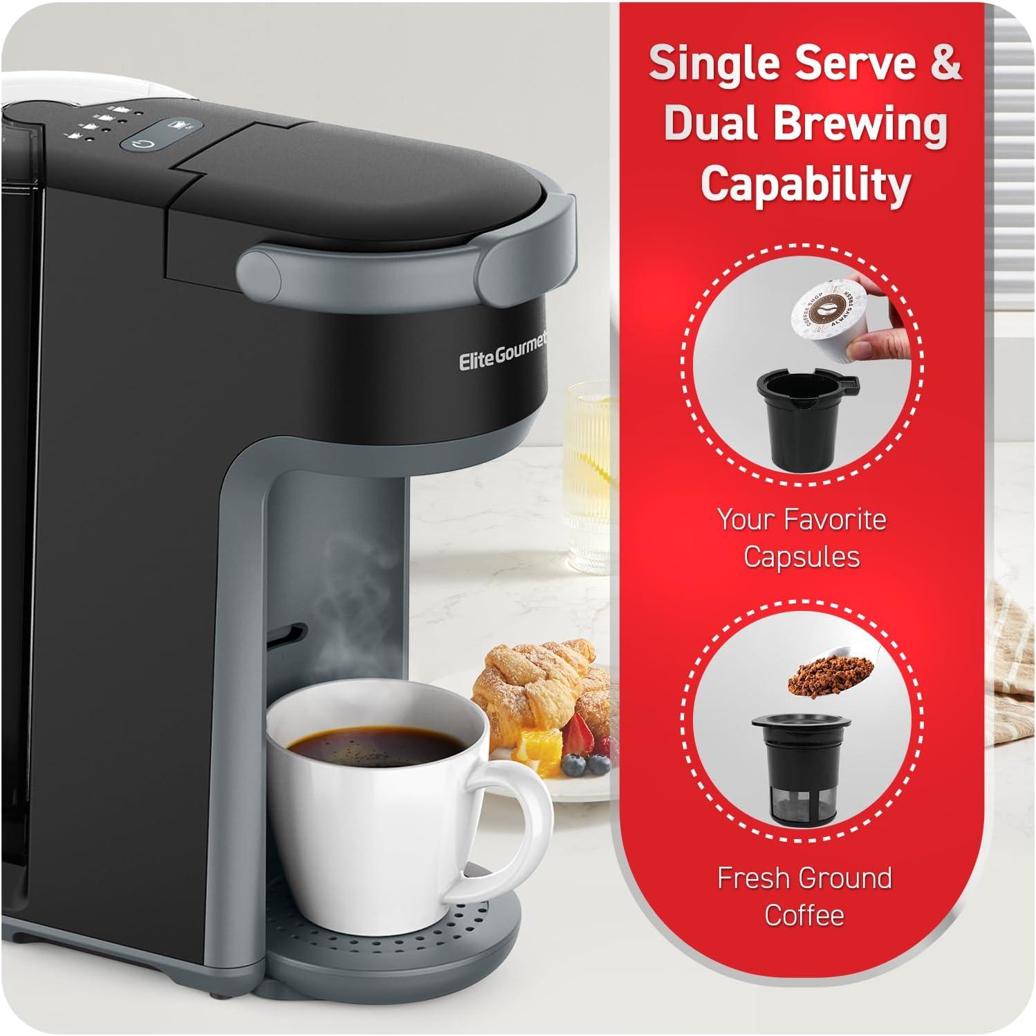 imageElite Gourmet EHC5055 Automatic Brew ampamp Drip Coffee Maker with Pause N Serve Reusable Filter OnOff Switch Water Level Indicator BlackBlack