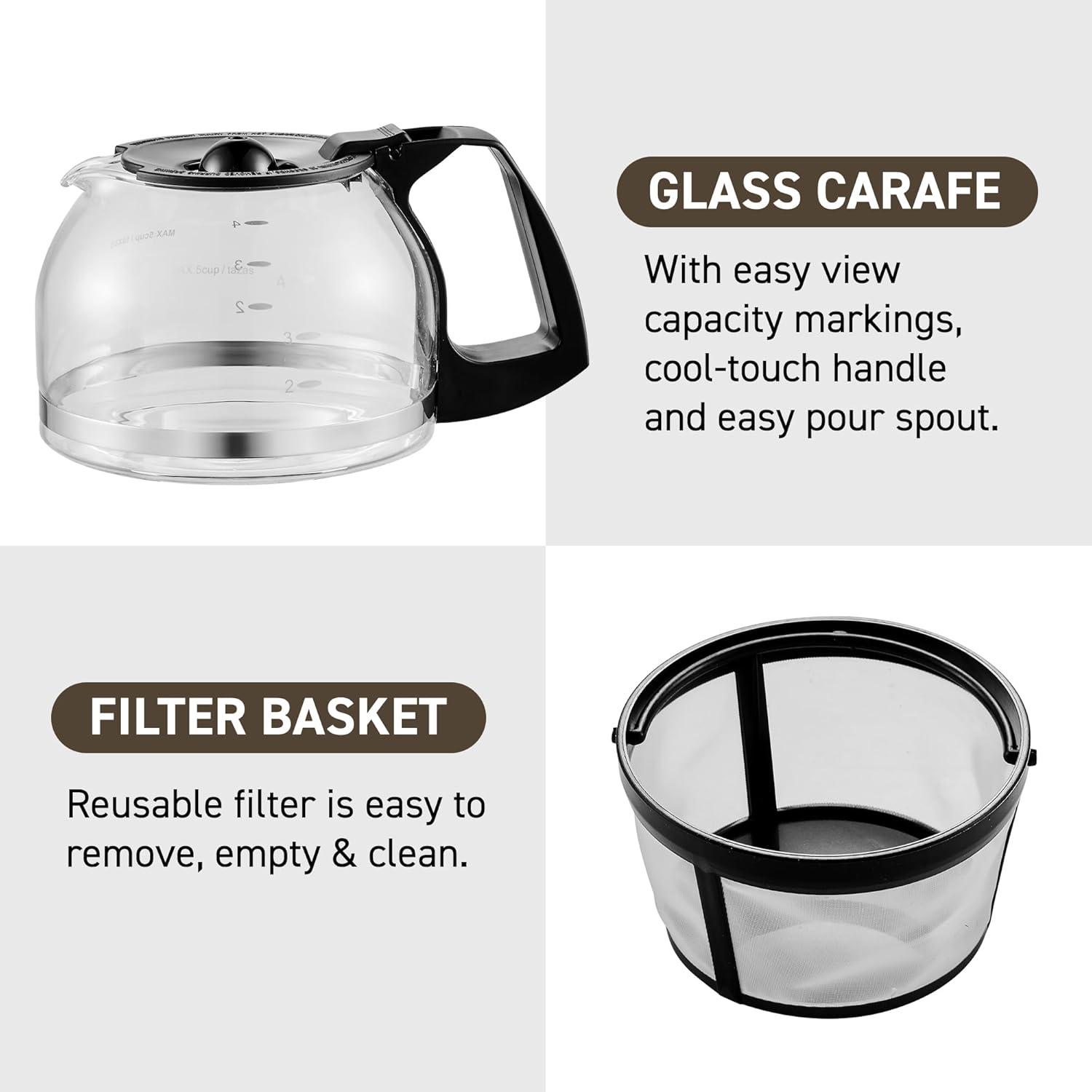 imageElite Gourmet EHC5055 Automatic Brew ampamp Drip Coffee Maker with Pause N Serve Reusable Filter OnOff Switch Water Level Indicator BlackBlack