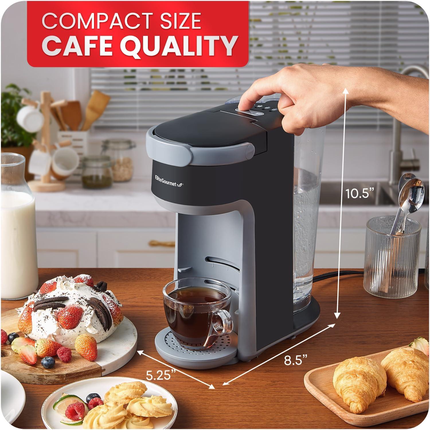 imageElite Gourmet EHC5055 Automatic Brew ampamp Drip Coffee Maker with Pause N Serve Reusable Filter OnOff Switch Water Level Indicator BlackBlack