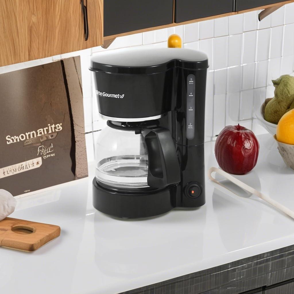 imageElite Gourmet EHC5055 Automatic Brew ampamp Drip Coffee Maker with Pause N Serve Reusable Filter OnOff Switch Water Level Indicator BlackBlack