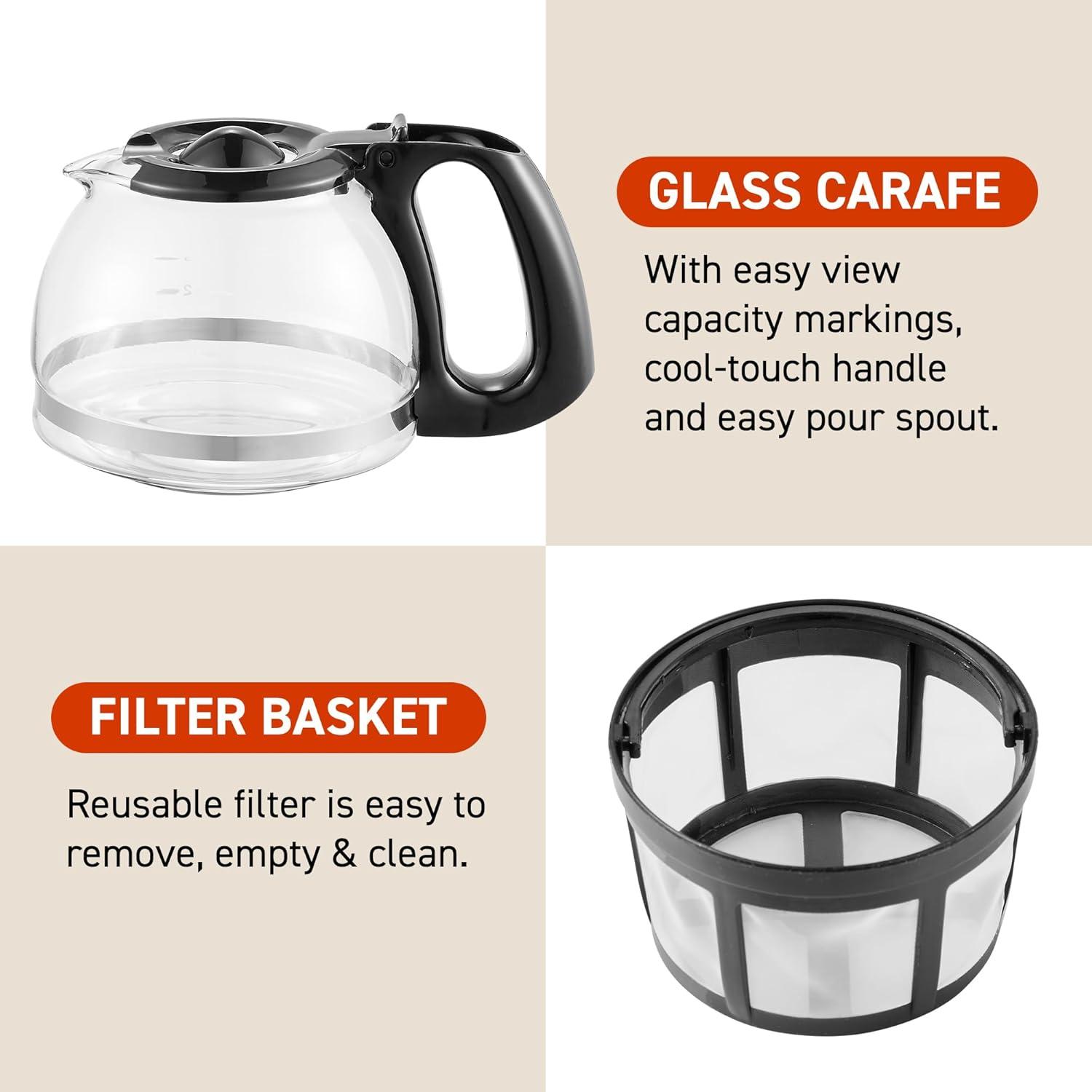 imageElite Gourmet EHC5055 Automatic Brew ampamp Drip Coffee Maker with Pause N Serve Reusable Filter OnOff Switch Water Level Indicator BlackBlack