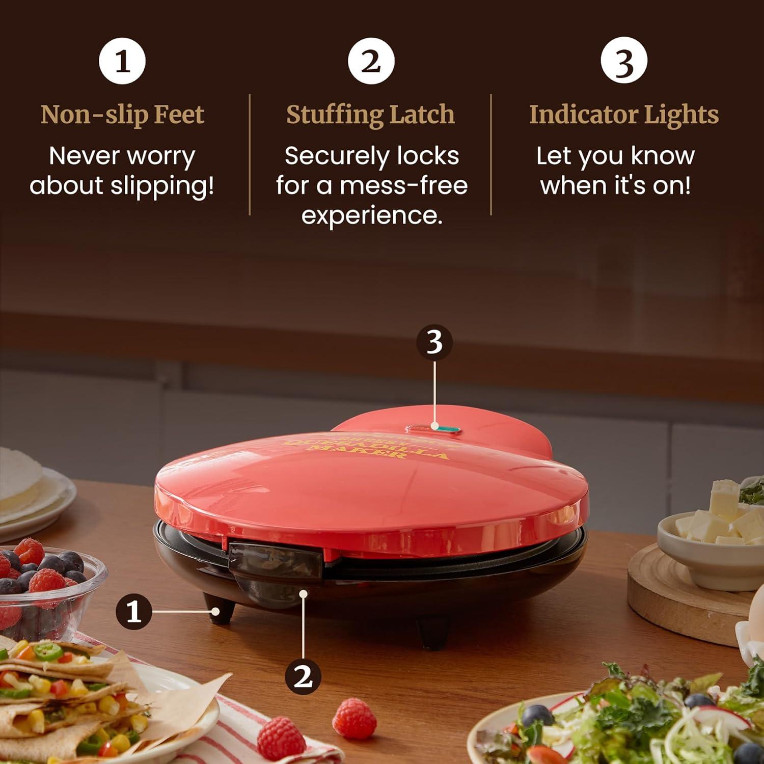 imageElite Gourmet EQD413 Electric NonStick 8quot Quesadilla Maker EasySlice 6Wedge Grilled Cheese Corn Flour Tortilla Snacks Red1065