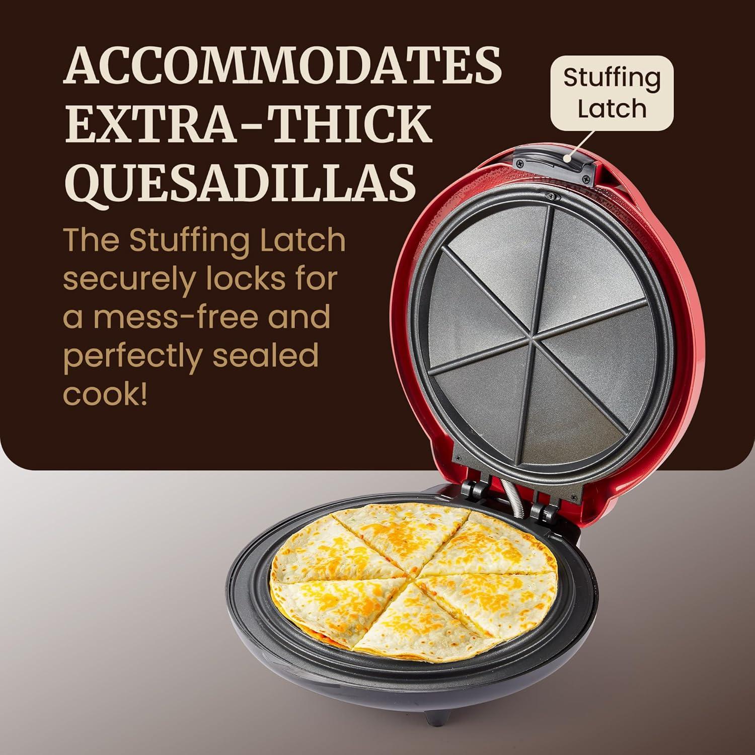 imageElite Gourmet EQD413 Electric NonStick 8quot Quesadilla Maker EasySlice 6Wedge Grilled Cheese Corn Flour Tortilla Snacks Red1065