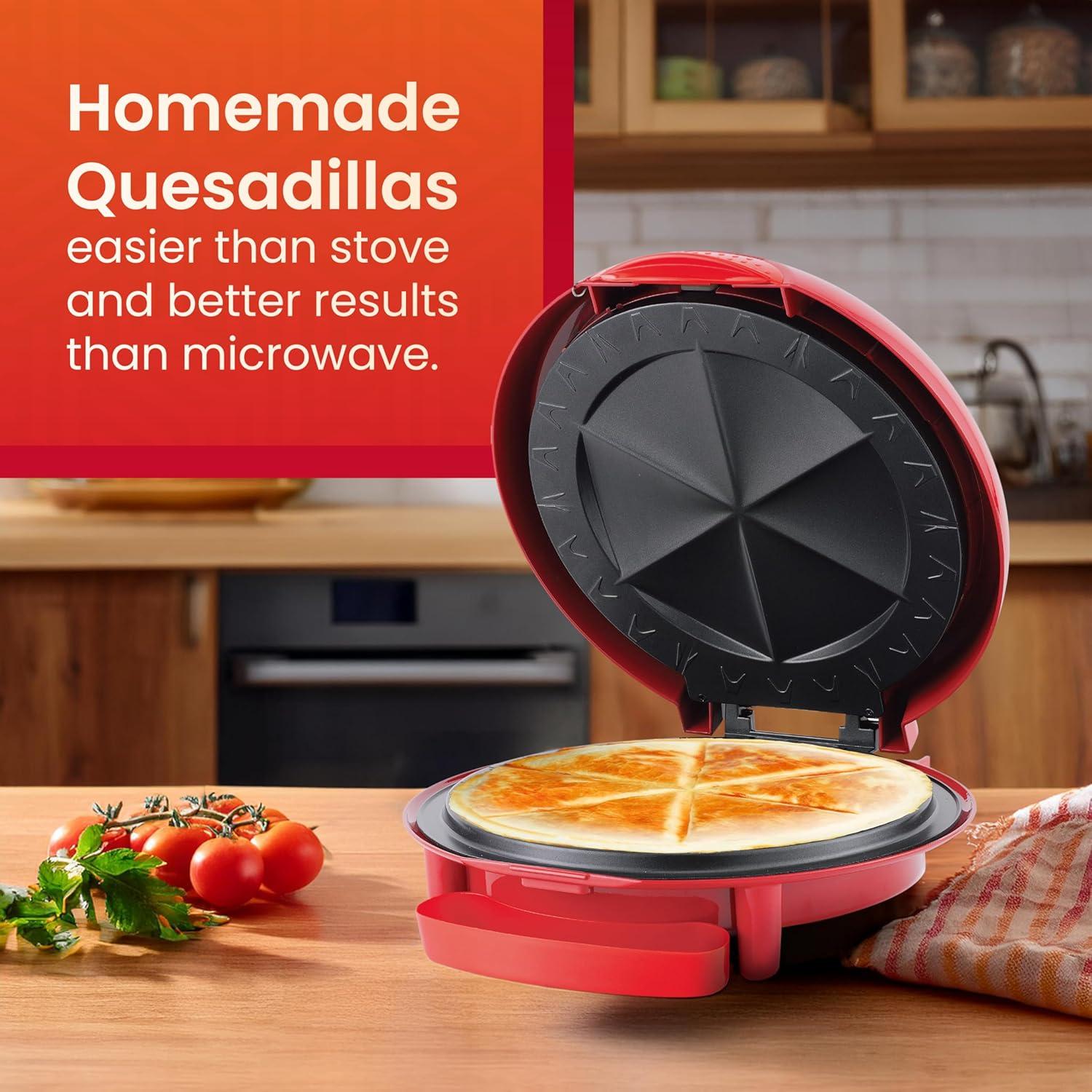 imageElite Gourmet EQD413 Electric NonStick 8quot Quesadilla Maker EasySlice 6Wedge Grilled Cheese Corn Flour Tortilla Snacks Red11