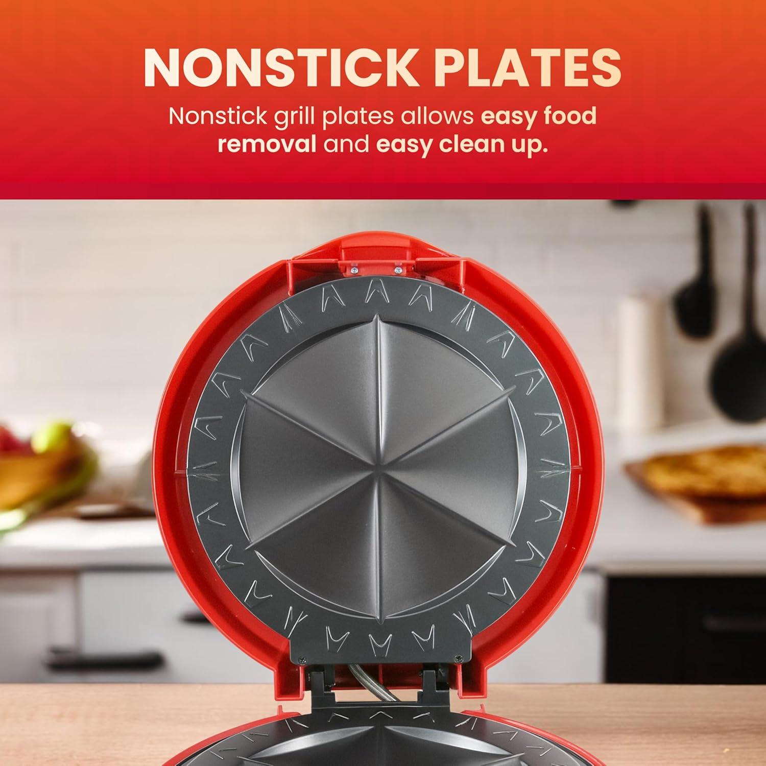 imageElite Gourmet EQD413 Electric NonStick 8quot Quesadilla Maker EasySlice 6Wedge Grilled Cheese Corn Flour Tortilla Snacks Red11