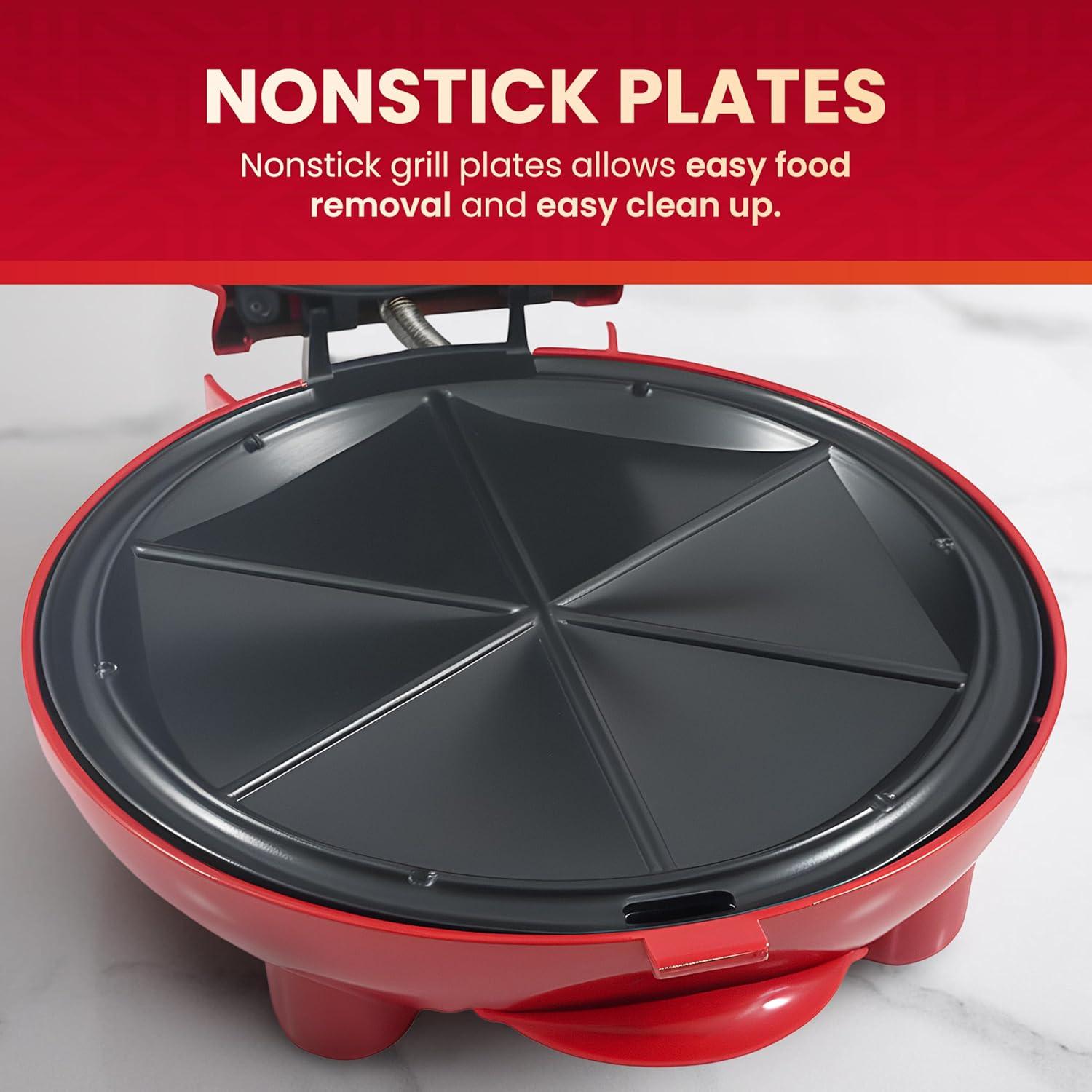 imageElite Gourmet EQD413 Electric NonStick 8quot Quesadilla Maker EasySlice 6Wedge Grilled Cheese Corn Flour Tortilla Snacks Red8