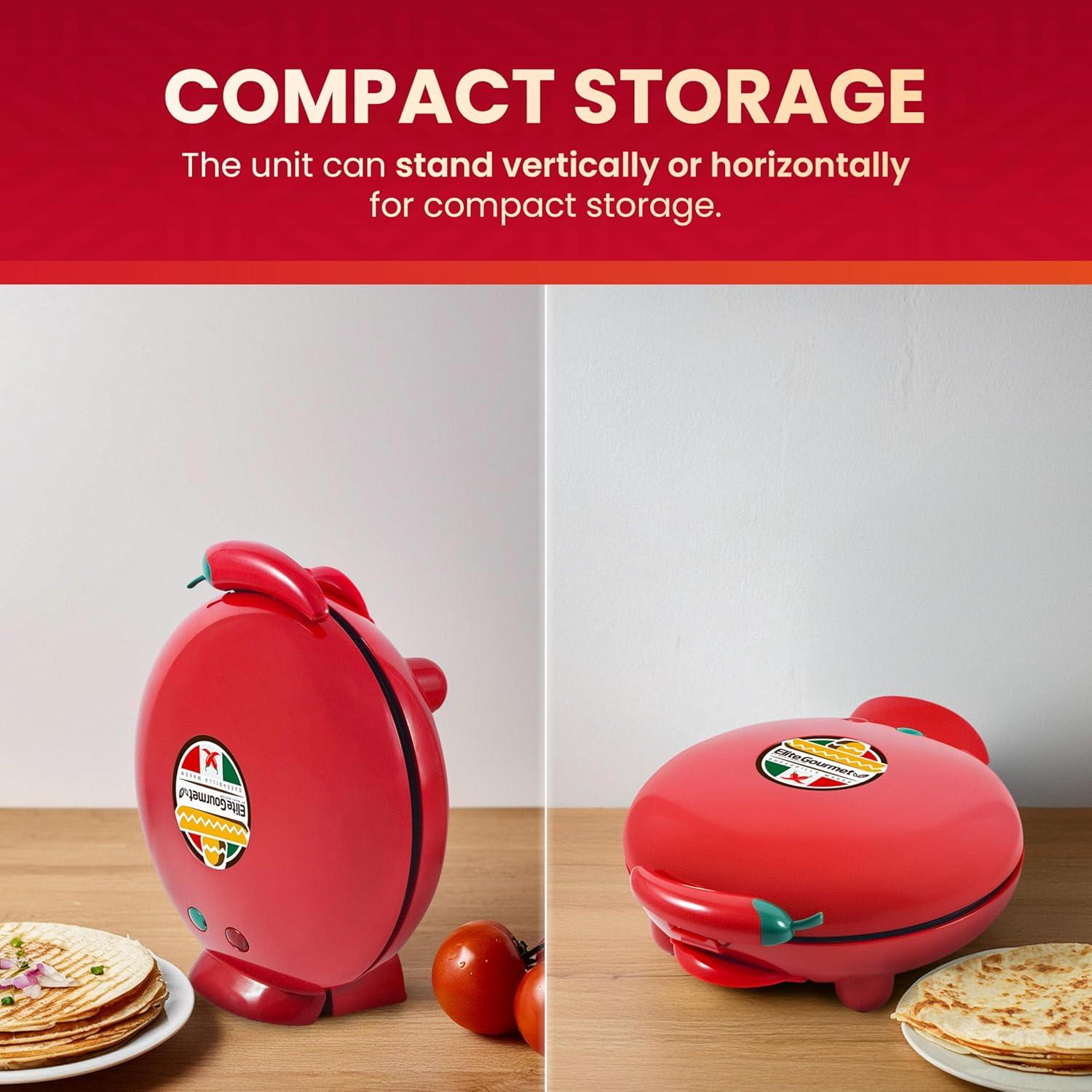 imageElite Gourmet EQD413 Electric NonStick 8quot Quesadilla Maker EasySlice 6Wedge Grilled Cheese Corn Flour Tortilla Snacks Red8