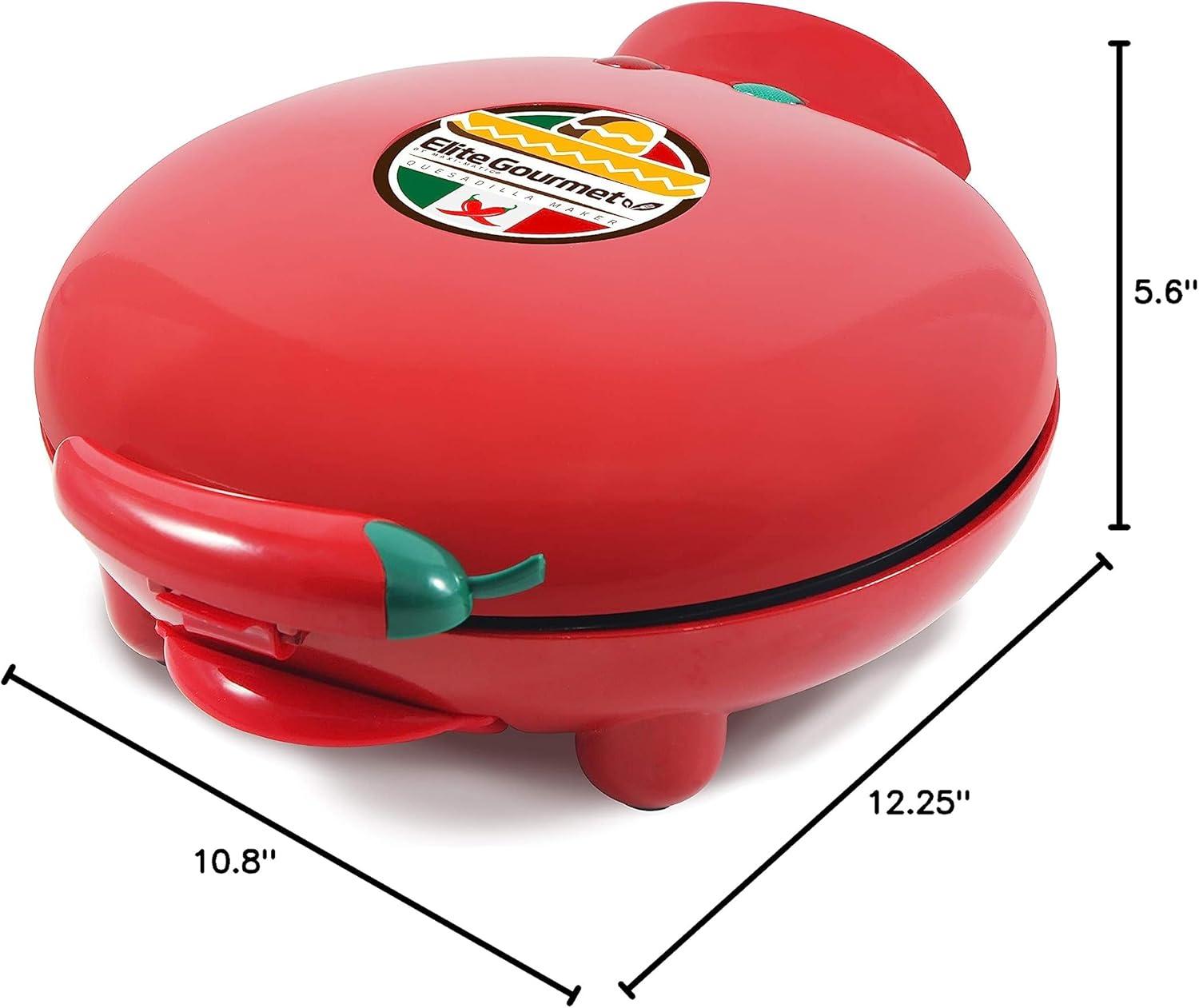imageElite Gourmet EQD413 Electric NonStick 8quot Quesadilla Maker EasySlice 6Wedge Grilled Cheese Corn Flour Tortilla Snacks Red8