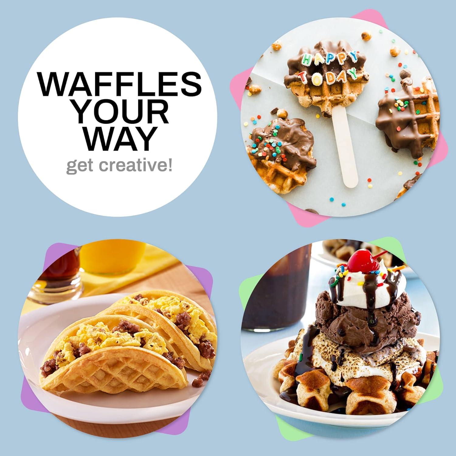 imageElite Gourmet EWM013B Electric Nonstick Mini Waffle Maker with 5inch cooking surface Belgian Waffles Compact Design Hash Browns Keto Snacks Sandwich Eggs Easy to Clean BlackBlack