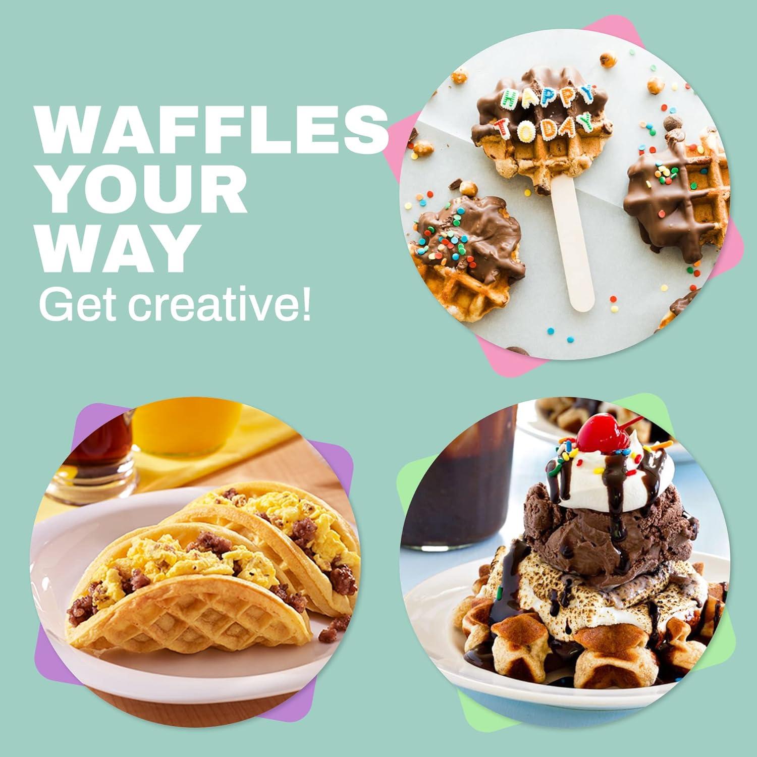 imageElite Gourmet EWM015M Electric Nonstick 45inch Mini Waffle Maker Belgian Waffles Compact Design Hash Browns Keto Snacks Sandwich Eggs Easy to Clean MintMint