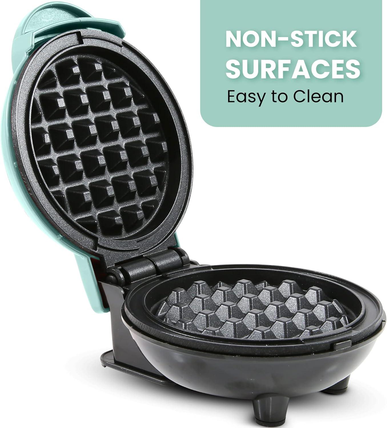 imageElite Gourmet EWM015M Electric Nonstick 45inch Mini Waffle Maker Belgian Waffles Compact Design Hash Browns Keto Snacks Sandwich Eggs Easy to Clean MintMint