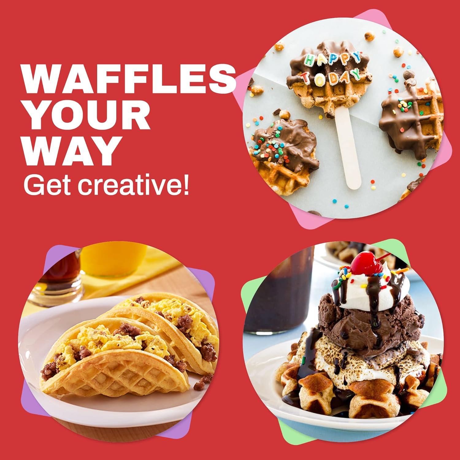 imageElite Gourmet EWM015M Electric Nonstick 45inch Mini Waffle Maker Belgian Waffles Compact Design Hash Browns Keto Snacks Sandwich Eggs Easy to Clean MintRed