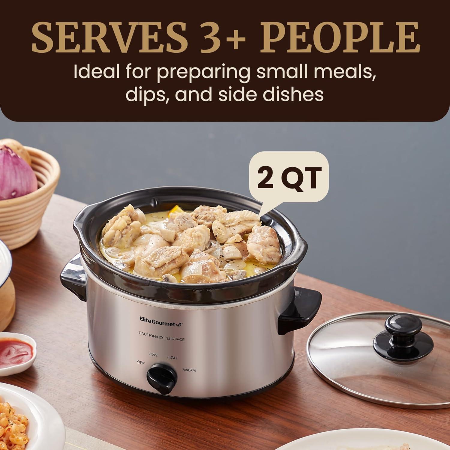 imageElite Gourmet MST275XP Electric Oval Slow Cooker 2Qt Capacity PurpleStainless Steel