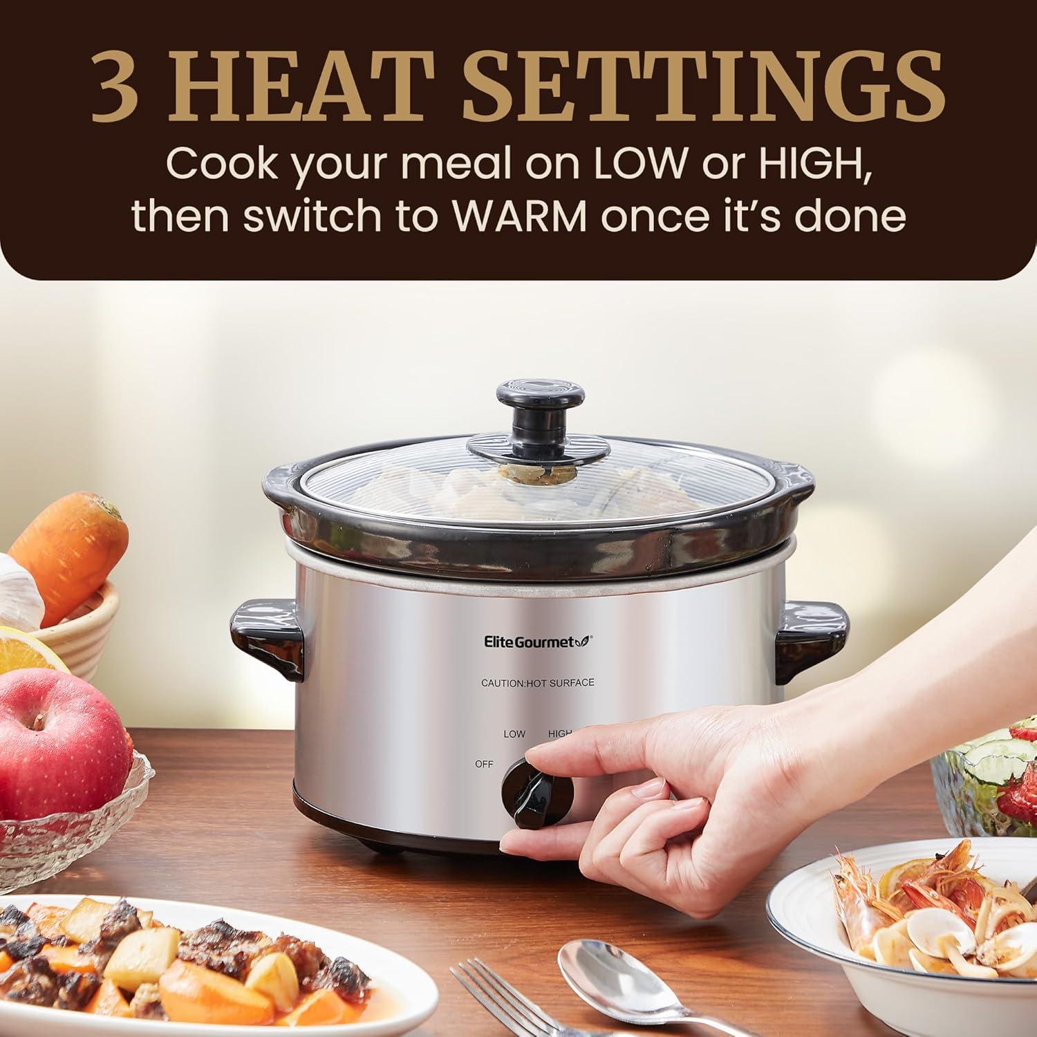 imageElite Gourmet MST275XP Electric Oval Slow Cooker 2Qt Capacity PurpleStainless Steel