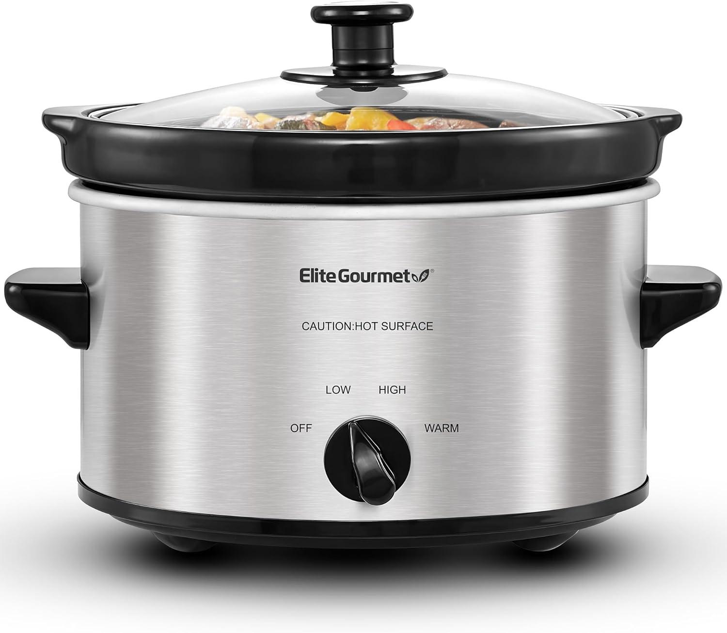imageElite Gourmet MST275XP Electric Oval Slow Cooker 2Qt Capacity PurpleStainless Steel