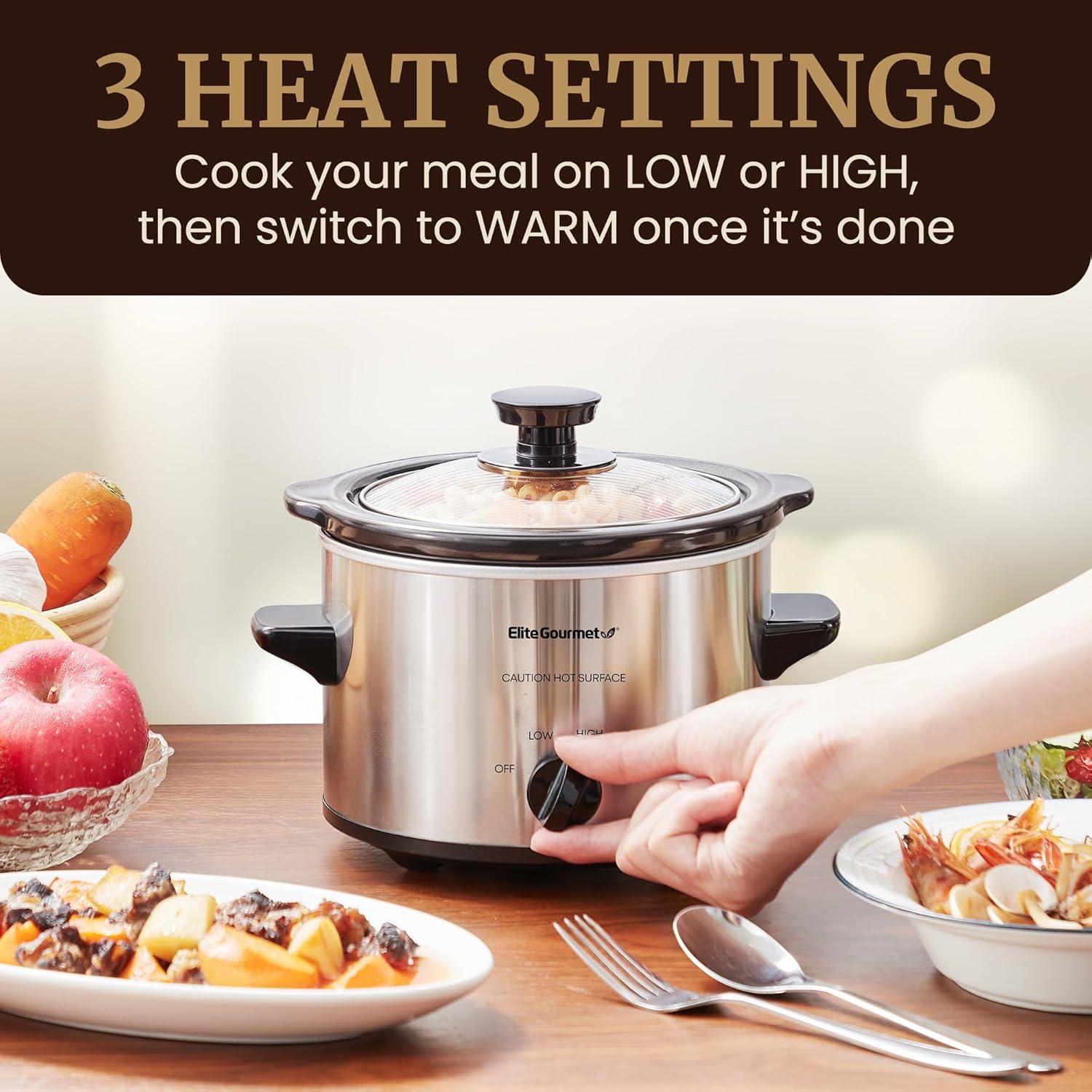 imageElite Gourmet MST275XP Electric Oval Slow Cooker 2Qt Capacity PurpleStainless Steel
