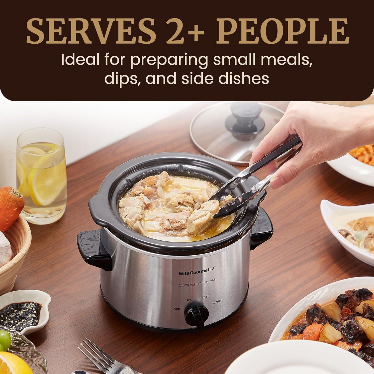 imageElite Gourmet MST275XP Electric Oval Slow Cooker 2Qt Capacity PurpleStainless Steel