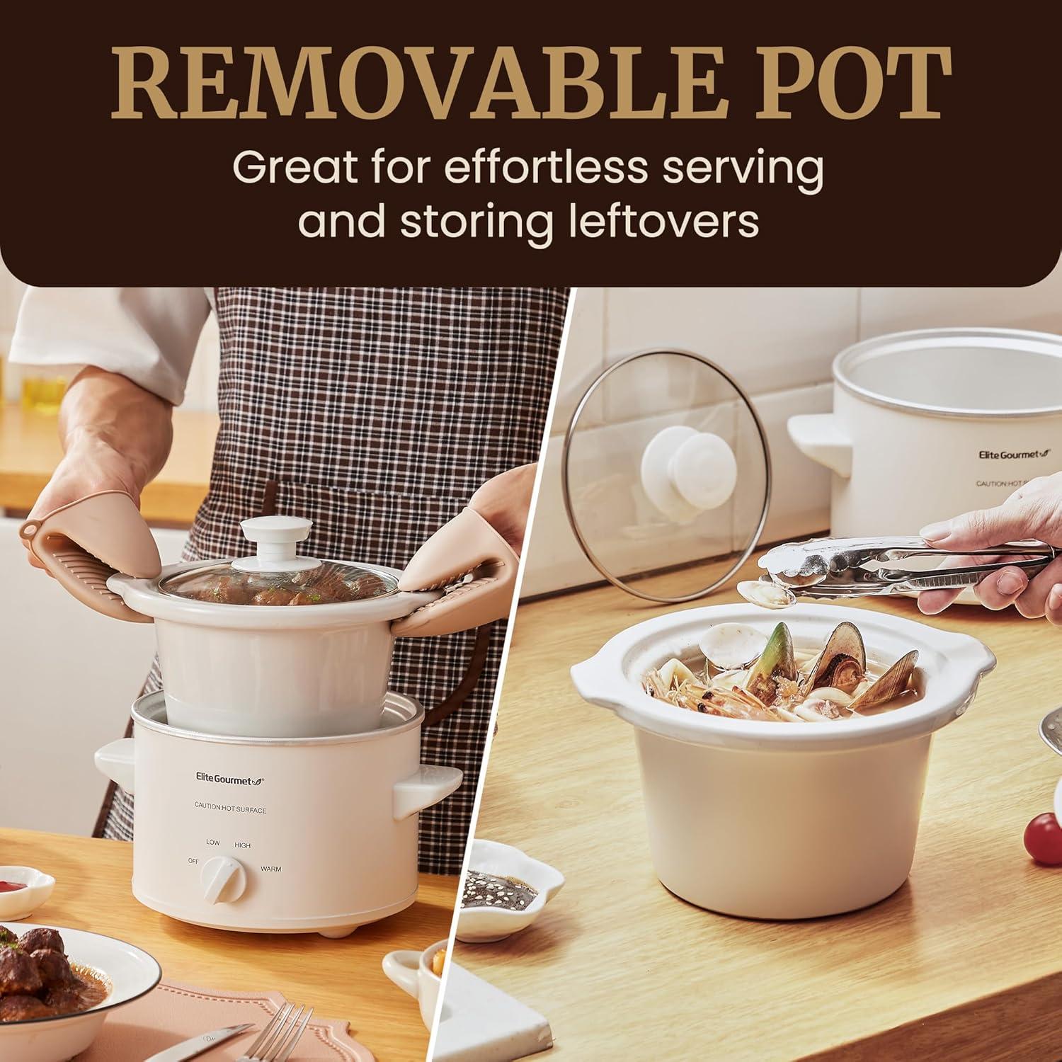 imageElite Gourmet MST275XP Electric Oval Slow Cooker 2Qt Capacity PurpleWhite