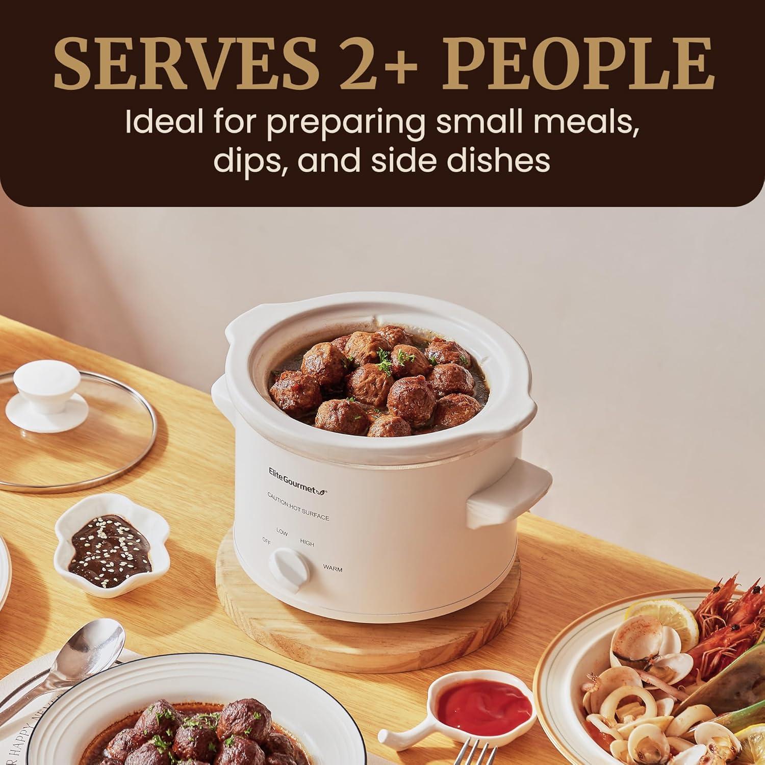 imageElite Gourmet MST275XP Electric Oval Slow Cooker 2Qt Capacity PurpleWhite