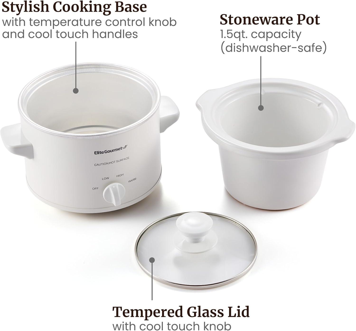 imageElite Gourmet MST275XP Electric Oval Slow Cooker 2Qt Capacity PurpleWhite