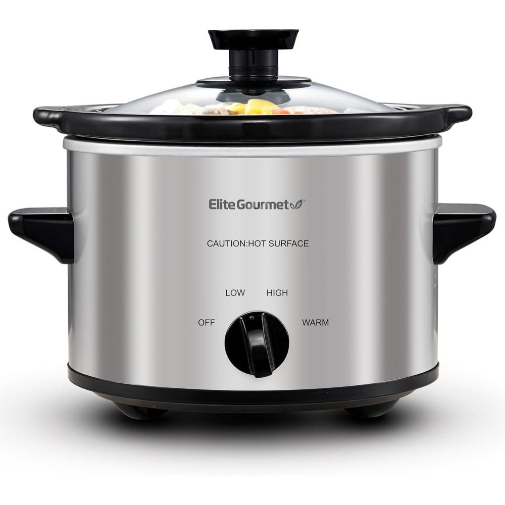 imageElite Gourmet MST275XP Electric Oval Slow Cooker 2Qt Capacity PurpleStainless Steel