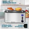 imageElite Gourmet 4 Slice Toaster with Countdown Timer Defrost and Cancel Functions  Extra Wide Slots for Bagels and Waffles Builtin Warming Rack Stainless SteelStainless Steel
