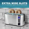 imageElite Gourmet 4 Slice Toaster with Countdown Timer Defrost and Cancel Functions  Extra Wide Slots for Bagels and Waffles Builtin Warming Rack Stainless SteelStainless Steel