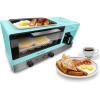 imageElite Gourmet Americana 2 Slice 95quot Griddle with Glass Lid 3in1 Breakfast Center Station 4Cup Coffeemaker Toaster Oven with 15Min Timer Heat Selector Mode Blue2Slice