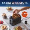 imageElite Gourmet ECT1027B Cool Touch Toaster with 6 Temperature Settings ampamp Extra Wide 125quot Slots for Bagels Waffles Specialty Breads Puff Pastry Snacks ETL Certified 2 Slices BlackBlack