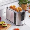 imageElite Gourmet ECT3100 Long Slot 4 Slice Toaster Reheat 6 Toast Settings Defrost Cancel Functions Builtin Warming Rack Extra Wide Slots for Bagels ampamp Waffles Stainless Steel ampamp BlackStainless Steel and Black