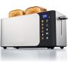 imageElite Gourmet ECT3100 Long Slot 4 Slice Toaster Reheat 6 Toast Settings Defrost Cancel Functions Builtin Warming Rack Extra Wide Slots for Bagels ampamp Waffles Stainless Steel ampamp BlackStainless Steel