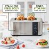 imageElite Gourmet ECT4829B Long Slot 4 Slice Toaster 6 Toast Settings Toaster Defrost Reheat Cancel Functions Slide Out Crumb Tray Extra Wide Slots for Bagels Waffles BlackStainless Steel