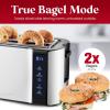 imageElite Gourmet ECT5322 Long Slot 4 Slice Toaster Countdown Timer Bagel Function 6 Toast Setting Defrost Cancel Function Builtin Warming Rack Extra Wide Slots for Bagels Waffles Stainless SteelBlack  Stainless Steel