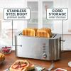 imageElite Gourmet ECT5322 Long Slot 4 Slice Toaster Countdown Timer Bagel Function 6 Toast Setting Defrost Cancel Function Builtin Warming Rack Extra Wide Slots for Bagels Waffles Stainless SteelStainless Steel