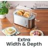 imageElite Gourmet ECT5322 Long Slot 4 Slice Toaster Countdown Timer Bagel Function 6 Toast Setting Defrost Cancel Function Builtin Warming Rack Extra Wide Slots for Bagels Waffles Stainless SteelStainless Steel