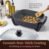 imageElite Gourmet EG6201 Extra Deep 12quotx12quotx32quot 75Qt Scratch Resistant Dishwasher Safe Nonstick Electric Skillet with Glass Vented Lid Adjustable Temperature Black125Qt