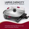 imageElite Gourmet EG6201 Extra Deep 12quotx12quotx32quot 75Qt Scratch Resistant Dishwasher Safe Nonstick Electric Skillet with Glass Vented Lid Adjustable Temperature Black6 Quart