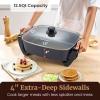 imageElite Gourmet EG6201 Extra Deep 12quotx12quotx32quot 75Qt Scratch Resistant Dishwasher Safe Nonstick Electric Skillet with Glass Vented Lid Adjustable Temperature Black125Qt