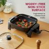 imageElite Gourmet EG6201 Extra Deep 12quotx12quotx32quot 75Qt Scratch Resistant Dishwasher Safe Nonstick Electric Skillet with Glass Vented Lid Adjustable Temperature Black75 Quart