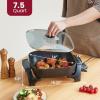 imageElite Gourmet EG6201 Extra Deep 12quotx12quotx32quot 75Qt Scratch Resistant Dishwasher Safe Nonstick Electric Skillet with Glass Vented Lid Adjustable Temperature Black75 Quart