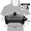 imageElite Gourmet EG6201 Extra Deep 12quotx12quotx32quot 75Qt Scratch Resistant Dishwasher Safe Nonstick Electric Skillet with Glass Vented Lid Adjustable Temperature Black75Qt