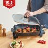 imageElite Gourmet EG6203 Extra Deep 16quotx13quotx32quot 105Qt Scratch Resistant Easy Pour Spout Dishwasher Safe Nonstick Electric Skillet with Glass Vented Lid Adjustable Temperature Black105Qt