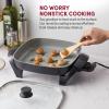 imageElite Gourmet EG6203 Extra Deep 16quotx13quotx32quot 105Qt Scratch Resistant Easy Pour Spout Dishwasher Safe Nonstick Electric Skillet with Glass Vented Lid Adjustable Temperature Black6Qt