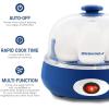 imageElite Gourmet EGC007CHC Rapid Egg Cooker 7 EasyToPeel Hard Medium Soft Boiled Eggs Poacher Omelet Maker Auto ShutOff Alarm 16Recipe Booklet Charcoal GreyBlue Grey