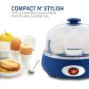 imageElite Gourmet EGC007CHC Rapid Egg Cooker 7 EasyToPeel Hard Medium Soft Boiled Eggs Poacher Omelet Maker Auto ShutOff Alarm 16Recipe Booklet Charcoal GreyBlue Grey