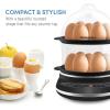 imageElite Gourmet EGC314B Easy Egg Cooker Food Steamer Rice Cooker Poacher Omelet ampamp Soft Medium HardBoiled with Programmable Presets and Delay Timer BPA Free 14 eggs BlackCharcoal